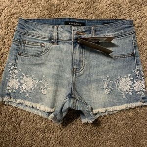 Francesca’s Jean shorts, 26, embroidered, NWT